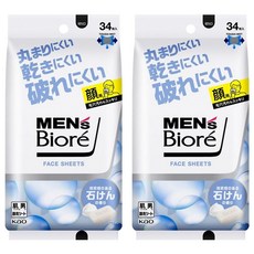 MEN's Biore 臉部身體兩用濕巾 皂香款 34片, 188ml, 2包, 1片