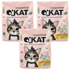 O'KAT 美喵人生 條狀豌豆凝結砂，6L (2.5kg), 豌豆纖維製成，無粉塵，快速分解臭味, 純潔原味, 3包