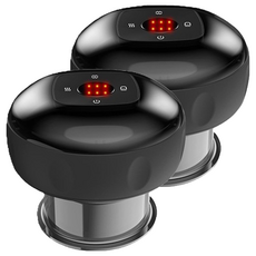 喵汪森林 智能真空拔罐器 充電款 6檔 9.4 x 7.8cm 黑色, 2個