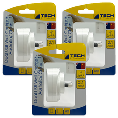 Travel Blue 英國藍旅 澳洲/紐西蘭USB轉接插頭 雙USB牆壁充電器 2.1Amp, 5.5cm, TB962, 3個