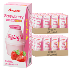 Binggrae light 保久調味乳 草莓風味, 200ml, 48入