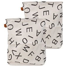 Caldo 卡朵生活 方形棉麻玩具摺疊收納籃, 33 x 34.5cm, 字母, 2個