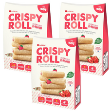 LOTTE 樂天 兒童捲心棒 8種穀物 K-Baked 非油炸, 草苺味, 40g, 3盒