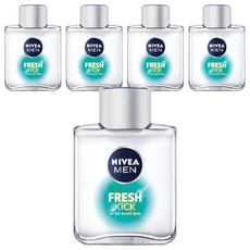 NIVEA 妮維雅 男士鬍後護膚乳液 Fresh Kick, 薄荷&仙人掌水 清爽保濕乳液, 100ml, 5瓶
