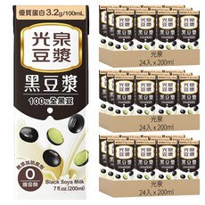 光泉 黑豆漿, 100%全黑豆, 優質蛋白 3.2g/100mL, 無添加防腐劑, 零膽固醇, 200ml, 72入