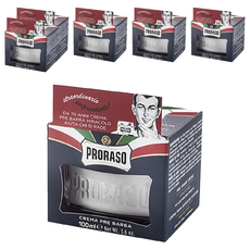 PRORASO 鬍前軟化膏 - 滋潤鬍鬚, 維生素E配方, 100ml, 6罐