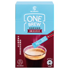 金車 MR.BROWN 伯朗咖啡 ONE BREW 易搖即溶凍乾咖啡粉 含糖輕焙黑咖啡, 1個, 20個裝, 8g