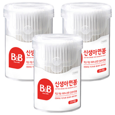 B&B 新生兒棉花棒, 210入, 100%純棉, 3盒