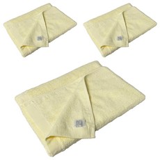 LIFE 來福牌 素色浴巾 精梳棉, 黃色, 3個