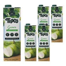 Tipco 泰可 芭樂汁, 100% 原汁含有率, 無色素, 香料, 防腐劑, 富含維生素, 1L, 5瓶
