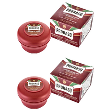 PRORASO 紅標 刮鬍皂 檀香，含乳木果油和檀香油, 150ml, 2個