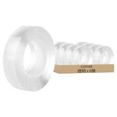 comet 加長款矽膠雙面膠帶 3公分 x 5公尺, 8個, 透明