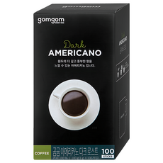 gomgom 美式深焙即溶咖啡, 100%咖啡, 100條, 1g, 1盒