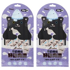 Catfeet 艾比最愛 羊奶機能肉泥, 15克x4入, 全齡貓, 60g, 鮪魚+乳酸菌+化毛, 2袋