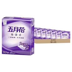 五月花 絲滑柔可沖面紙 3層, 8包, 7袋