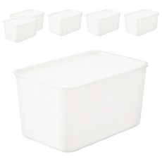 IRIS OHYAMA 愛麗思歐雅瑪 附蓋可堆疊收納盒 FTB-45D, 白色, 6個