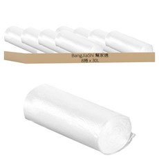 BangJiaShi 幫家適 加厚垃圾袋 平口縮底 80 x 60cm 白色 15片, 30L, 8捲