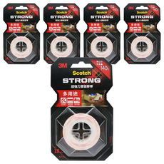 3M Scotch 超強力雙面膠帶 多用途 V1805N 18mm x 1.5m, 紅色, 5捲