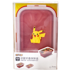 Bone 蹦克 寶可夢 矽膠摺疊保鮮盒 皮卡丘, 800ml, 1個