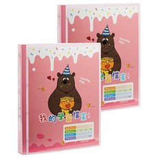 Lan CHYn 連勤牌文具 R PP 四孔圓型夾封面加學習檔案 LC-8004C 1吋, 紅色, 2本