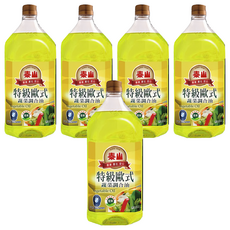 泰山特級歐式蔬菜調合油，不添加橄欖油，嚴選大豆油、芥花油、葵花油，不飽和脂肪酸84%, 2L, 5瓶