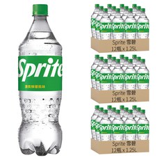 Sprite 雪碧 清爽檸檬風味 透明氣泡 酷爽解渴 不含色素、不含咖啡因, 1.25L, 36瓶