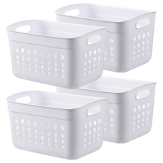 小麥購物 簡約置物收納籃 L1040, 4個, 白色