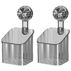 FANCY LIFE 吸盤式收納置物架 小 透明灰 - 浴室廚房壁掛收納, 2個