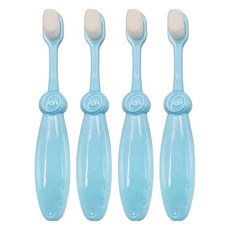 超柔密絨感萬根嬰兒牙刷 寶寶學習牙刷 0-3歲適用 超柔軟刷毛 粉藍色, 1入, 4支