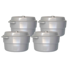 TAKENAKA COCOPOT系列 可微波圓形雙層分隔保鮮盒 530ml-白色, 4個