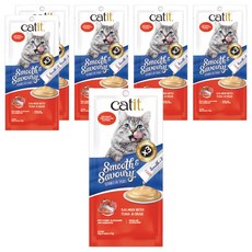 Catit 嘿卡堤 鮮溜肉泥, 鮭魚鮪魚佐螃蟹, 60g, 6袋