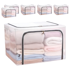 透明防水PVC收納箱, 50*40*15cm PVC+鋼架, 03.PVC灰, 50 x 40.5 x 31cm, 6個