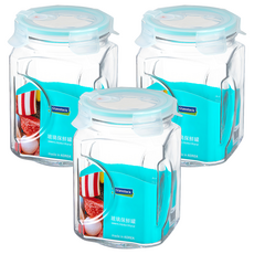 Glasslock 氣孔式玻璃保鮮罐, 2L, 3個