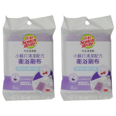 3M Scotch-Brite 百利 衛浴刷布含小蘇打清潔配方 3片, 淺紫色, 2包