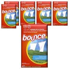 bounce 烘衣柔軟片 戶外清新, 40片, 6盒