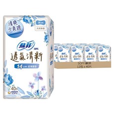 SOFY 蘇菲 極淨肌 透氣清新超薄護墊 天然無香, 14cm, 40片, 12包
