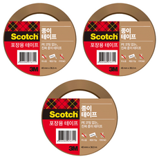 3M Scotch 思高 紙質包裝封箱膠帶 48mm x 36.5m, 棕色的, 3個