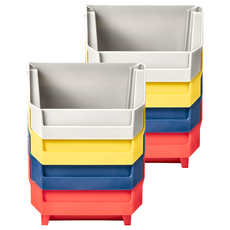 livinbox HB-1014 高裝檢整理盒, 疊疊盒 4入一組 (灰、黃、藍、紅), 105 x 137 x 7mm, 混色, 2組