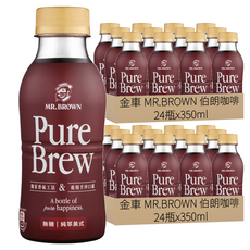 金車 MR.BROWN 伯朗咖啡 Pure Brew 純萃美式 無糖, 48瓶, 350ml