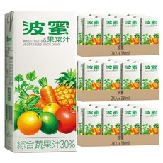 波蜜 果菜汁 鋁箔包 還原蔬果汁30%, 330ml, 72入