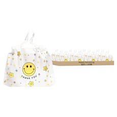 Market Gamseong 外燴外帶包裝袋 微笑感謝款, 100個, 微笑謝謝 白色