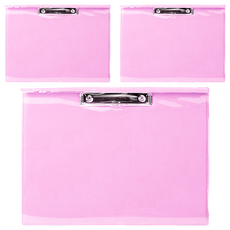 連勤牌文具 PVC透明封面套板夾 LC-2006, 3個, 粉紅色 - 文件收納好幫手