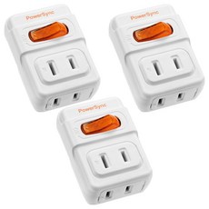 PowerSync 包爾星克 2P 1開2插安全節能壁插 TWT212NN, 6.2cm, 3個, 白色