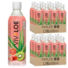 VIVALOE 纖薈 奇異果草莓蘆薈綜合果汁飲料 寶特瓶, 500ml, 24瓶