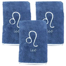 星座珊瑚絨浴巾, 獅子座 藍色, 3條