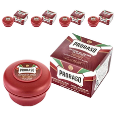 PRORASO 紅標 刮鬍皂 檀香，含乳木果油和檀香油, 150ml, 5個