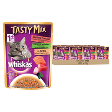 whiskas 偉嘉 什錦珍味系列 貓主食餐包, 海鮮總匯 + 海藻湯汁, 70g, 28包