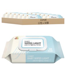 comet Light系列 嬰兒濕紙巾 掀蓋式, 30張, 12包, 71g