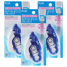 PLUS 普樂士 捲軸雙面膠帶正帶 TG-610BC, 藍色, 3入