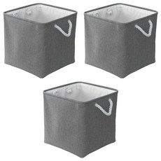 小麥購物 亞麻收納籃 方形款 C176 382g, 3個, 灰色
